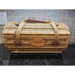 Lillet Verona Wine & Cheese Picnic Basket - Wicker Wine Tote - Wine Basket